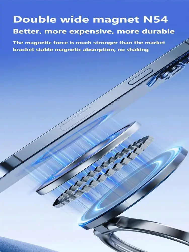 Magnetic phone holder with double wide N54 magnets for stronger and stable phone grip, no shaking