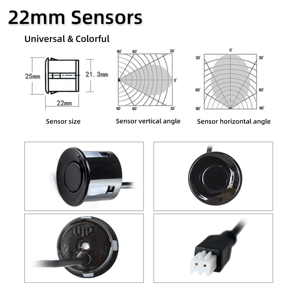 HIPPBQCC Car Parking Sensors Kit – LED Display + 4 Reverse Sensors