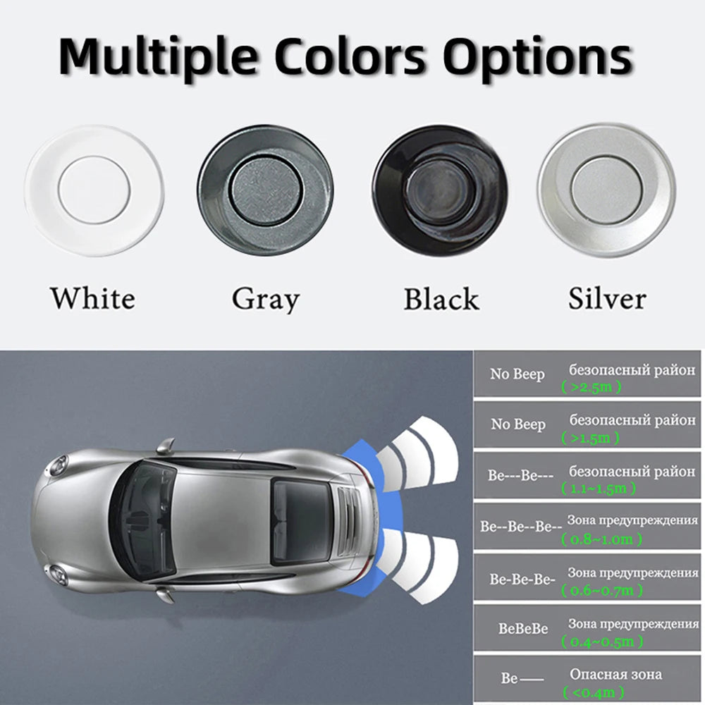 HIPPBQCC Car Parking Sensors Kit – LED Display + 4 Reverse Sensors