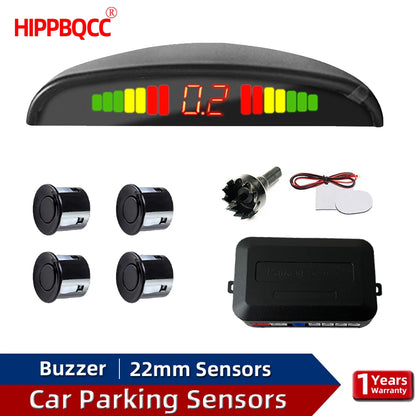 HIPPBQCC Car Parking Sensors Kit – LED Display + 4 Reverse Sensors
