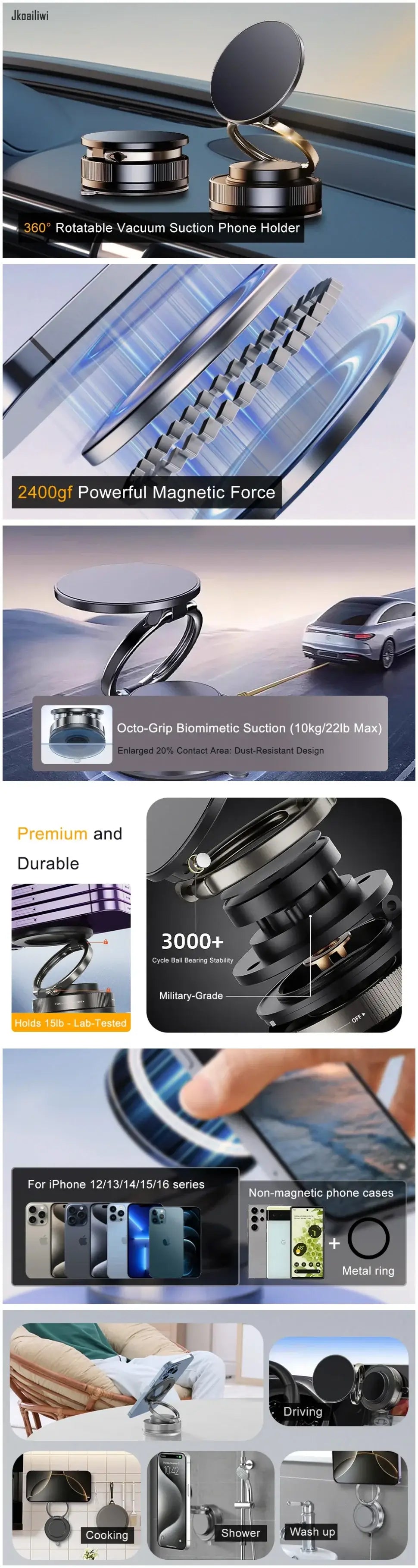 Vertical comparison of different car phone holder installations