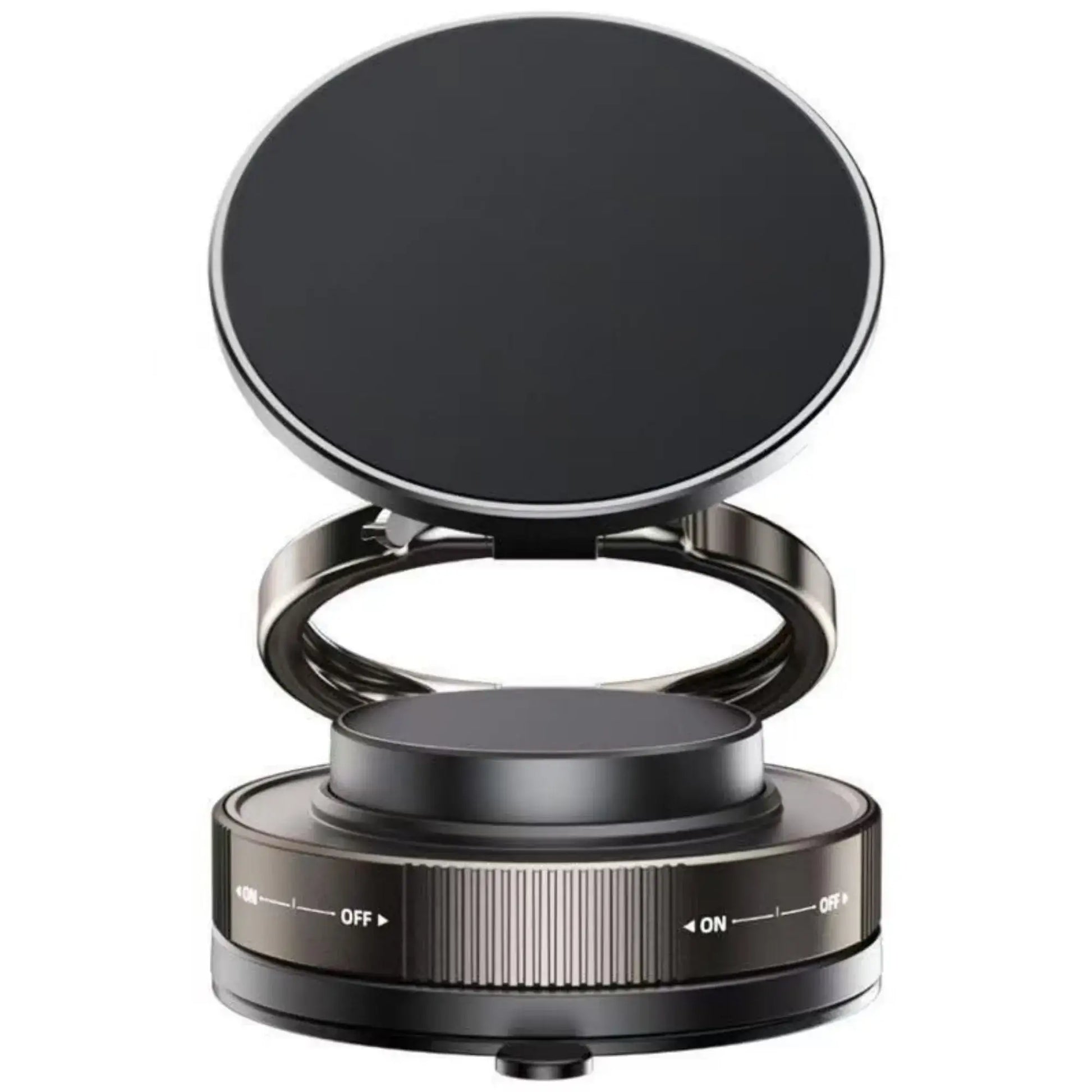 Black magnetic dashboard mount with swivel base for phone